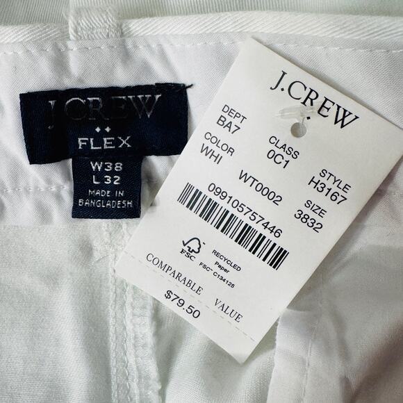 J. Crew Mens SZ 38x32 Flex Slim Pants Zip-Fly Slash Pockets Straight Leg White - Picture 7 of 9